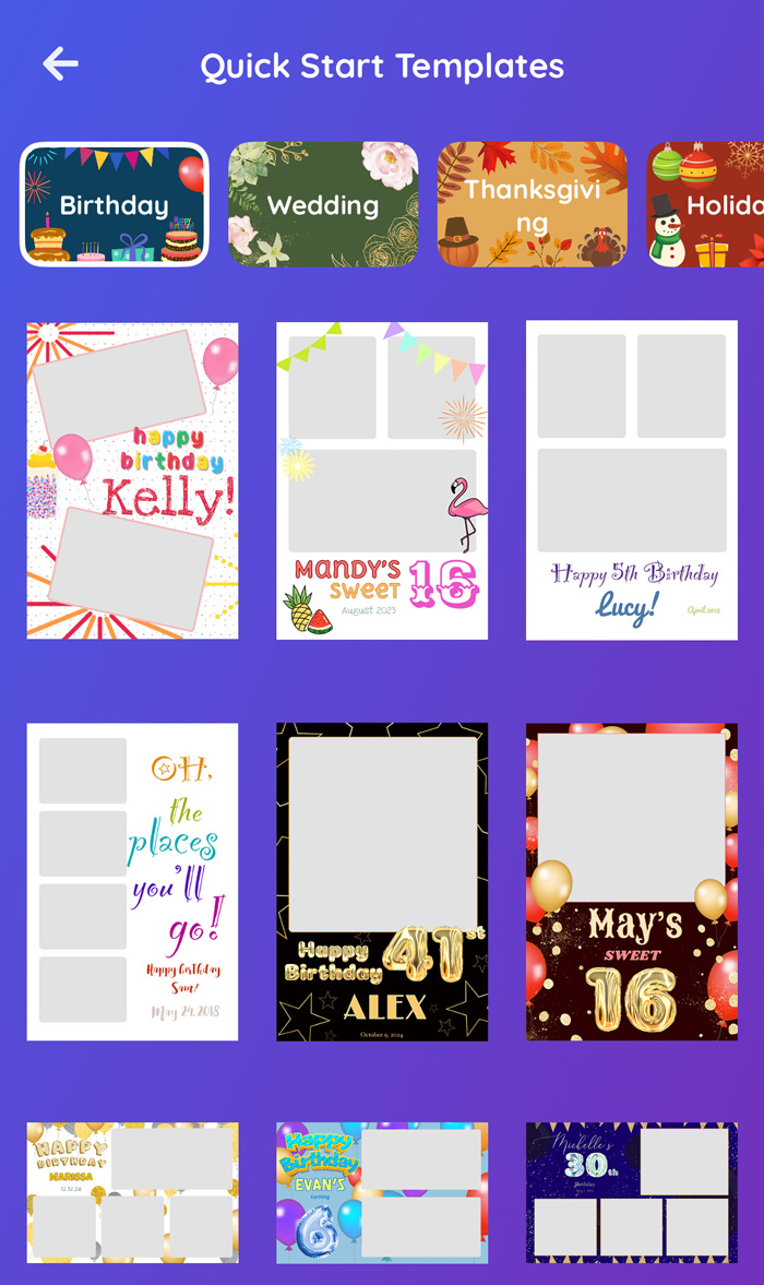 Explore premade templates